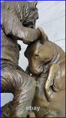Art Deco Animal Stock Market Exchange Bull and Bear Bronze Figurine Statue Decor