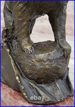 Bronze Sculpture Black Ferocious Bear Hunting Great Detail LostWax Method Figure