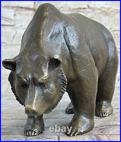 Bronze Sculpture Black Grizzly Bear Mother Cubs Animal Figurine Hand Made Gift