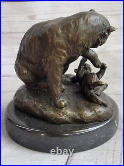 Hand Made Hot Cast Bear and Baby Wildlife Cabin Home Decoration Bronze