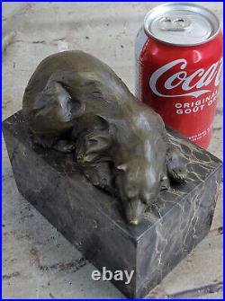 Handcrafted Mother Polar Bear Bronze Sculpture Statue Wildlife Animals