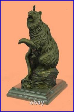 Hot Cast Grizzly Russian Bear Wildlife Art Lodge Solid Bronze Marble Statue Gift
