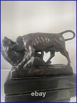 Isidore Jules Bonheur Bear & Bull Bronze Statue Signed