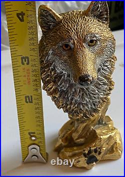 Legends K. Cantrell 1995 CODY Bear Paw Bronze Gold WOLF Sculpture signed 546/3500