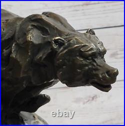 Massive Bear Fighting Stag Genuine Bronze Sculpture Lost Wax Method Decor Deal