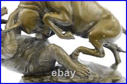 Original Lopez Office Decor Stock Market Bull Bear Bronze Sculpture Statue Sale