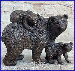 Signed Milo Vienna Bronze Statue Bear And Cubs Sculpture Original Animal Deal