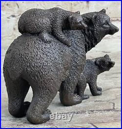 Signed Milo Vienna Bronze Statue Bear And Cubs Sculpture Original Animal Deal