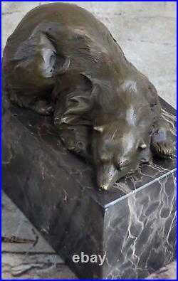 Signed Original Milo Polar Bear Bronze Sculpture Marble Base Figurine Figure Art