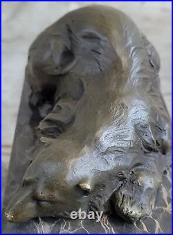 Signed Original Milo Polar Bear Bronze Sculpture Marble Base Figurine Figure Art