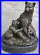 Western_Art_Barye_Black_Bear_Mother_Cub_Bronze_Marble_Statue_Sculpture_Gift_Deco_01_oms